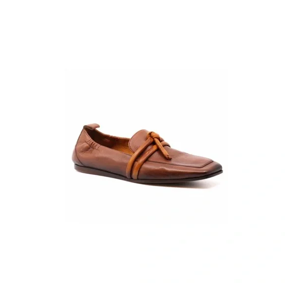 I.N.K. Shoes Leather Loafer with Ties - Cognac